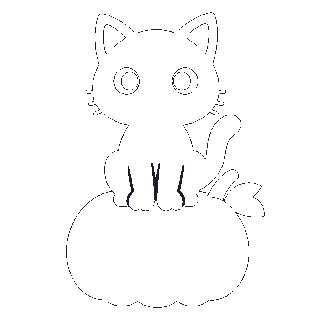 Black Cat on a Pumpkin outline