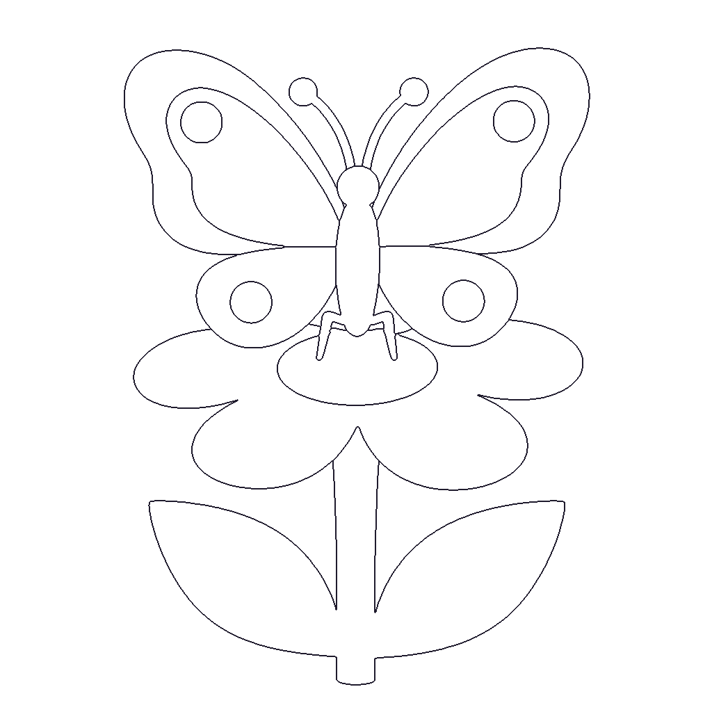 Butterfly on a Flower outline