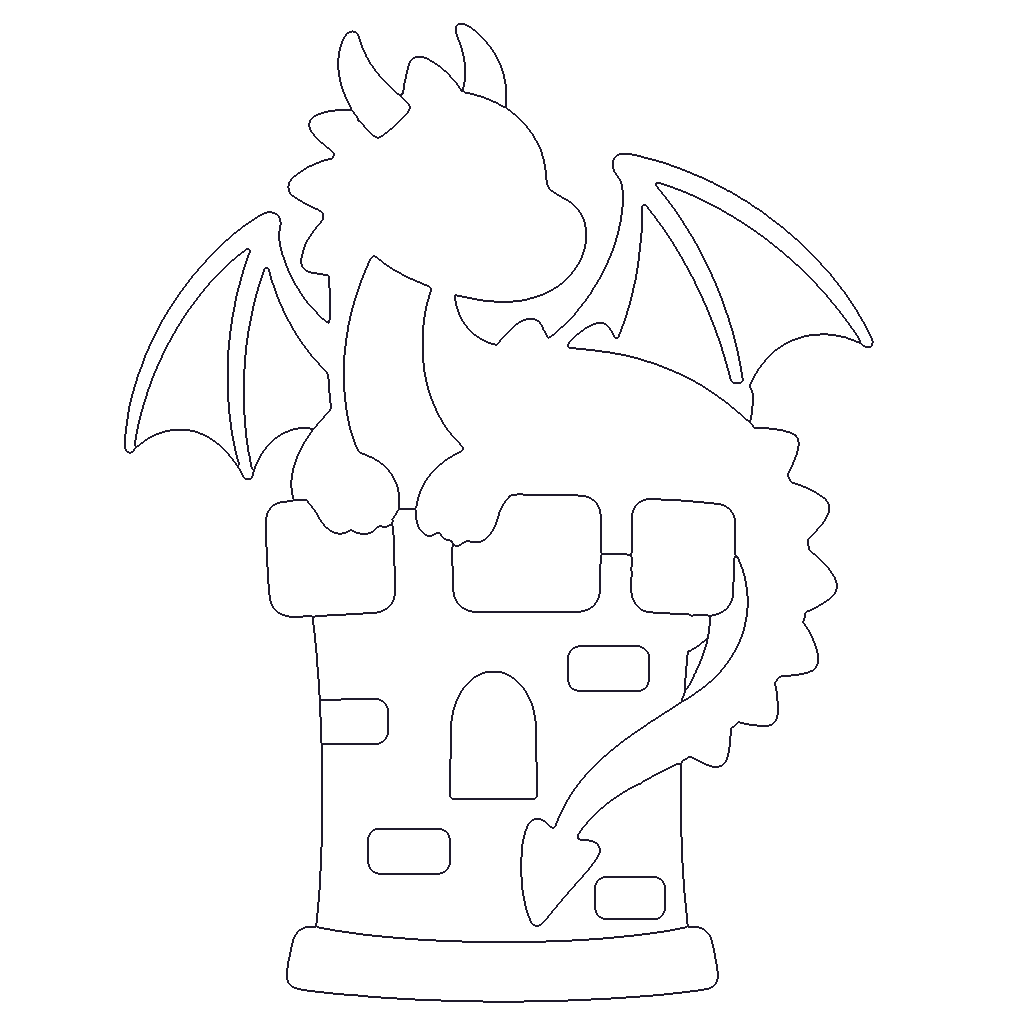 Dragon on a Castle outline