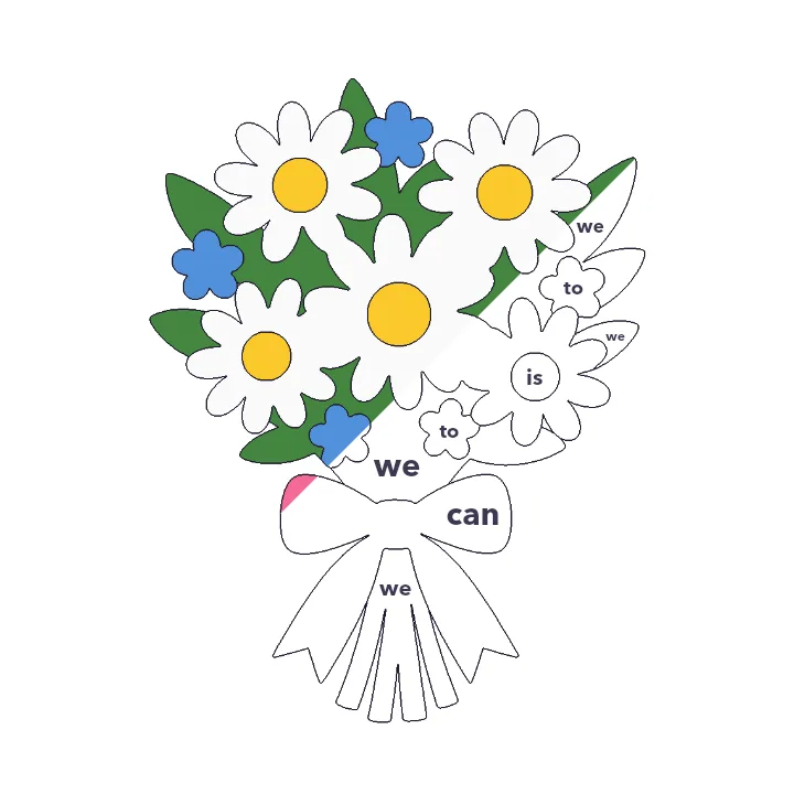 Daisy Bouquet sight words color by number page, half colored to show the finished picture