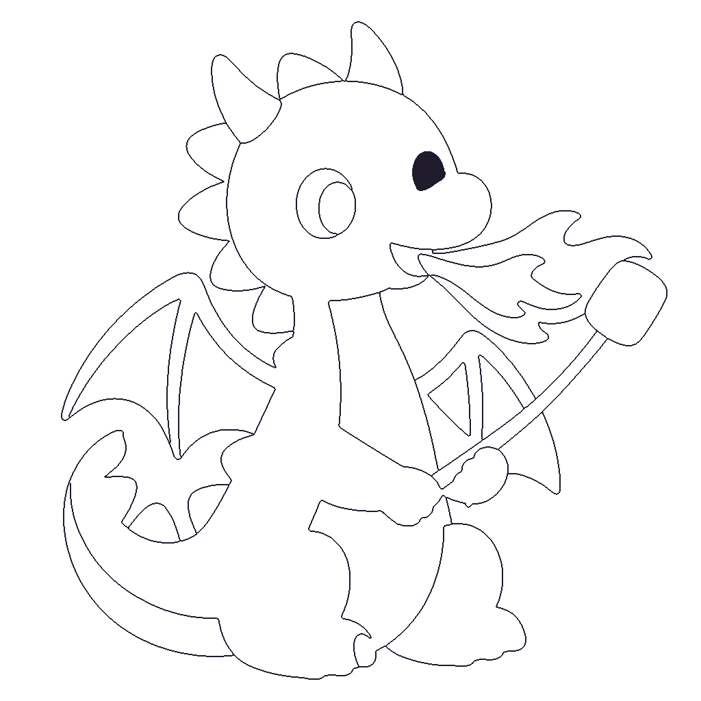 Dragon Toasting Marshmallows outline