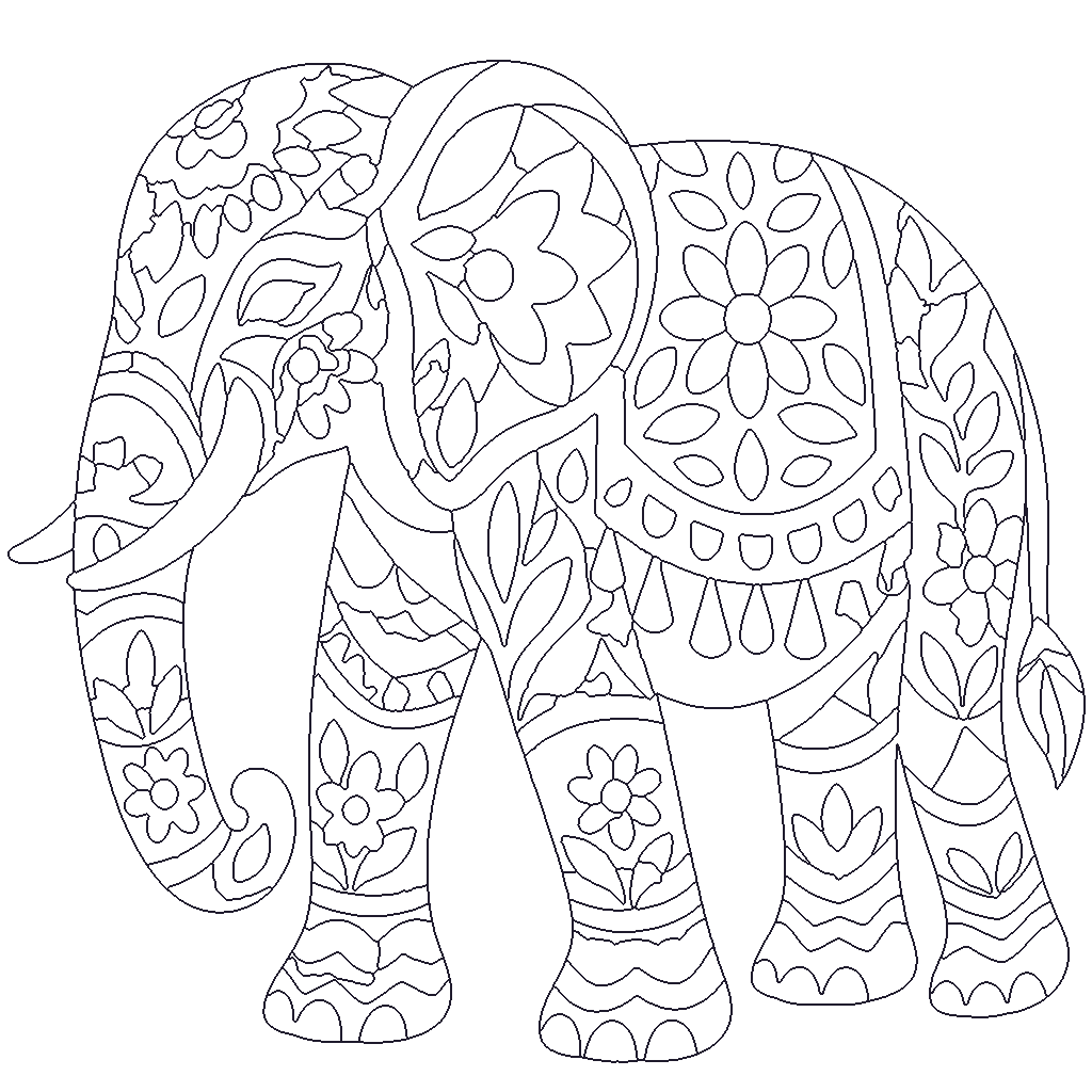 Decorated Elephant outline