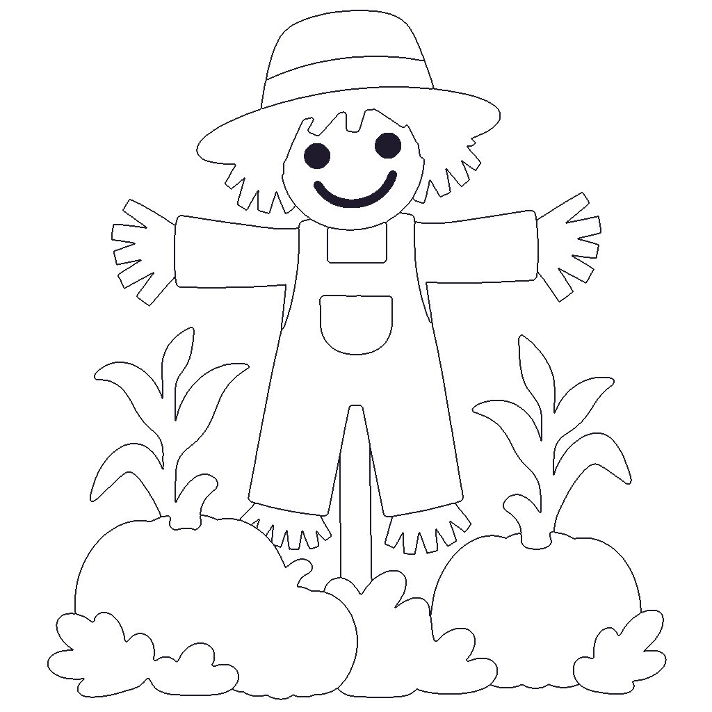 Friendly Scarecrow outline