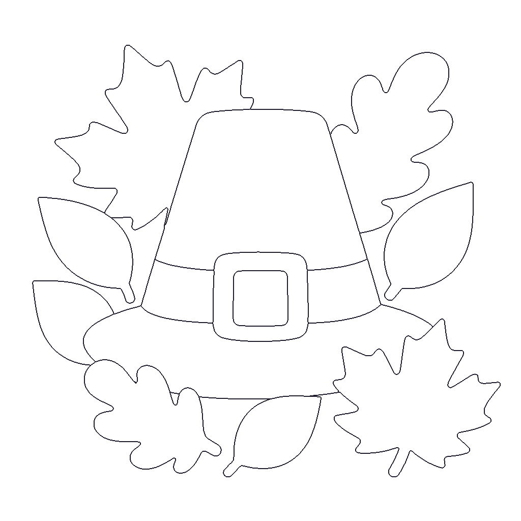 Pilgrim Hat and Leaves outline