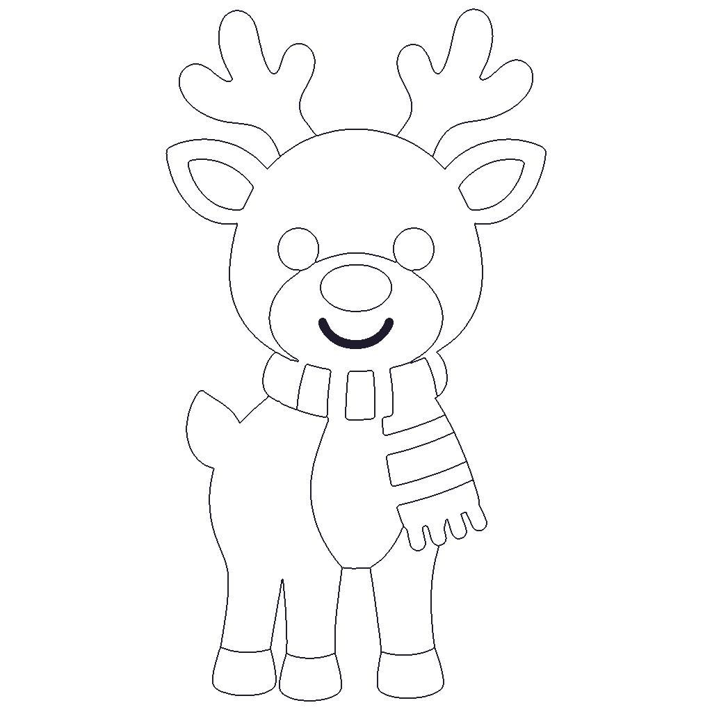 Reindeer in a Scarf outline