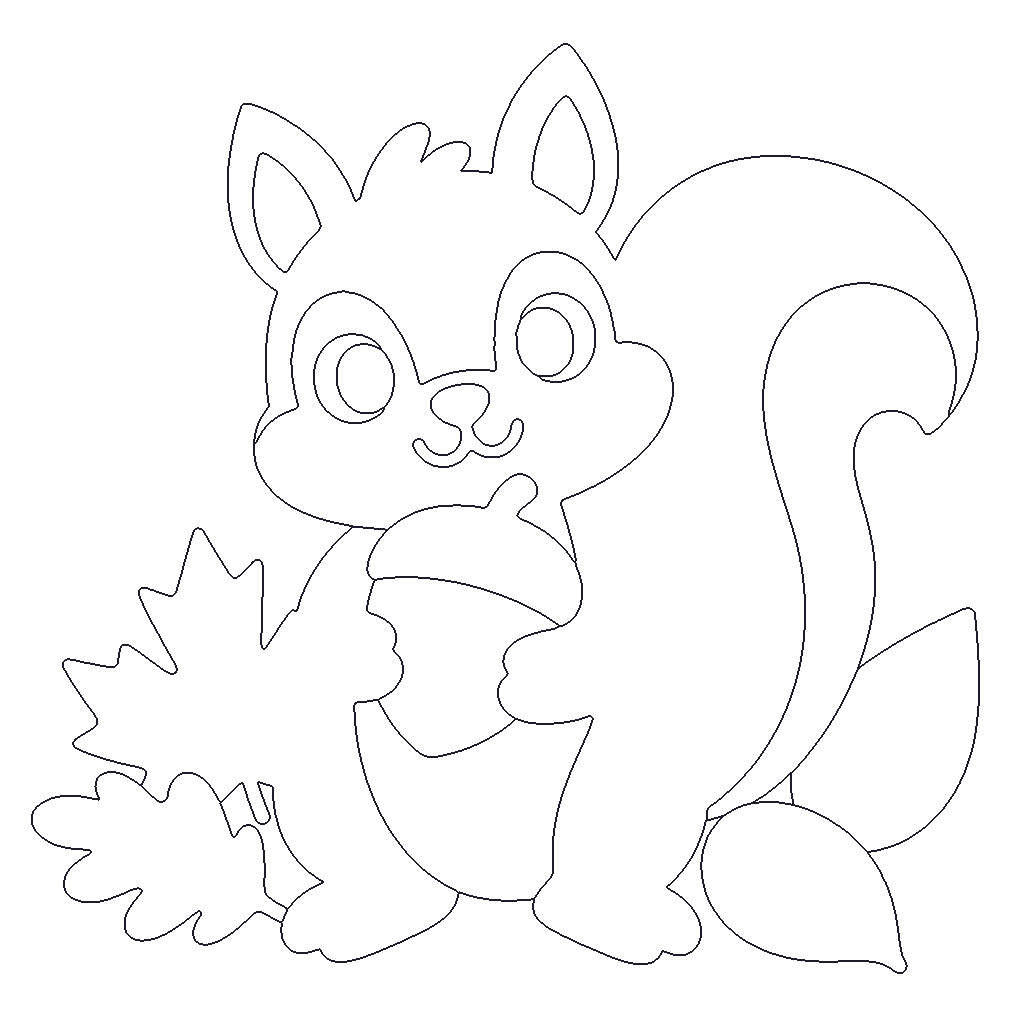Squirrel and Acorn outline
