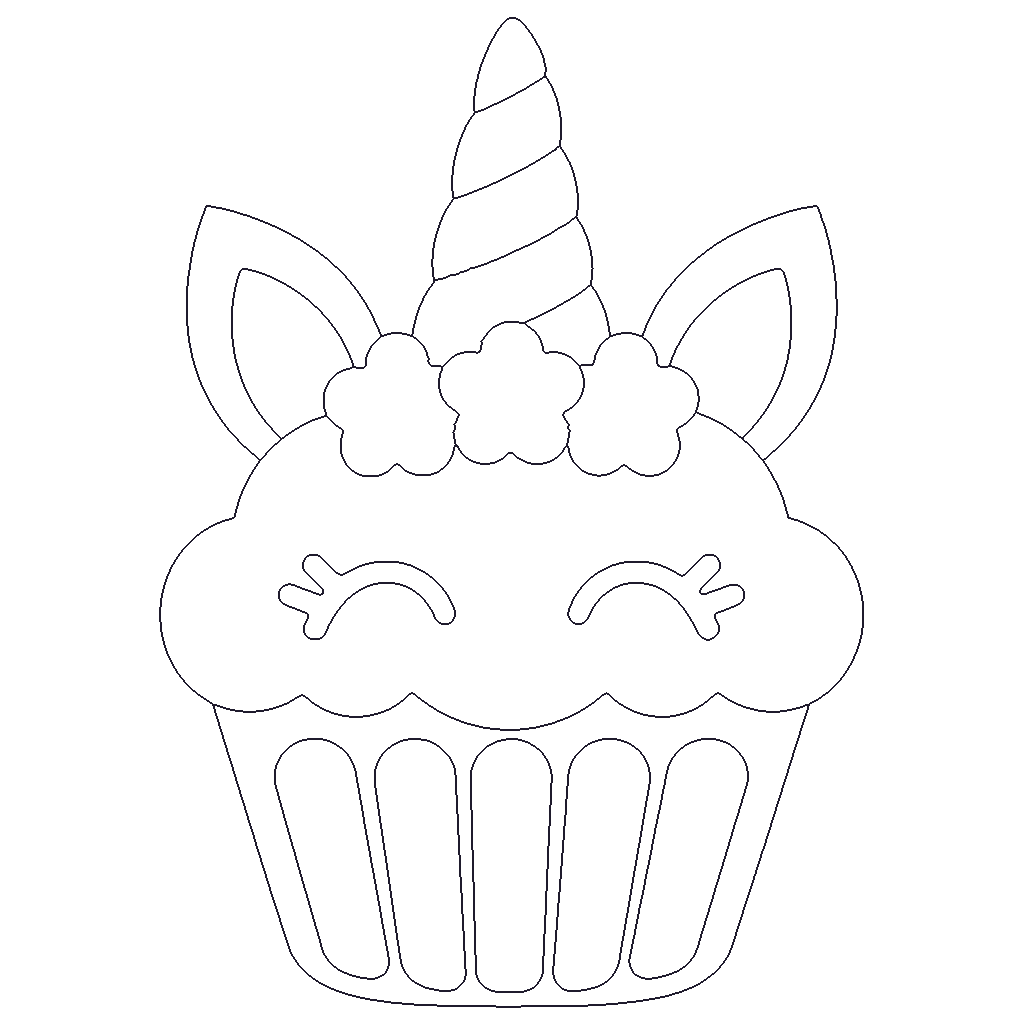 Unicorn Cupcake outline