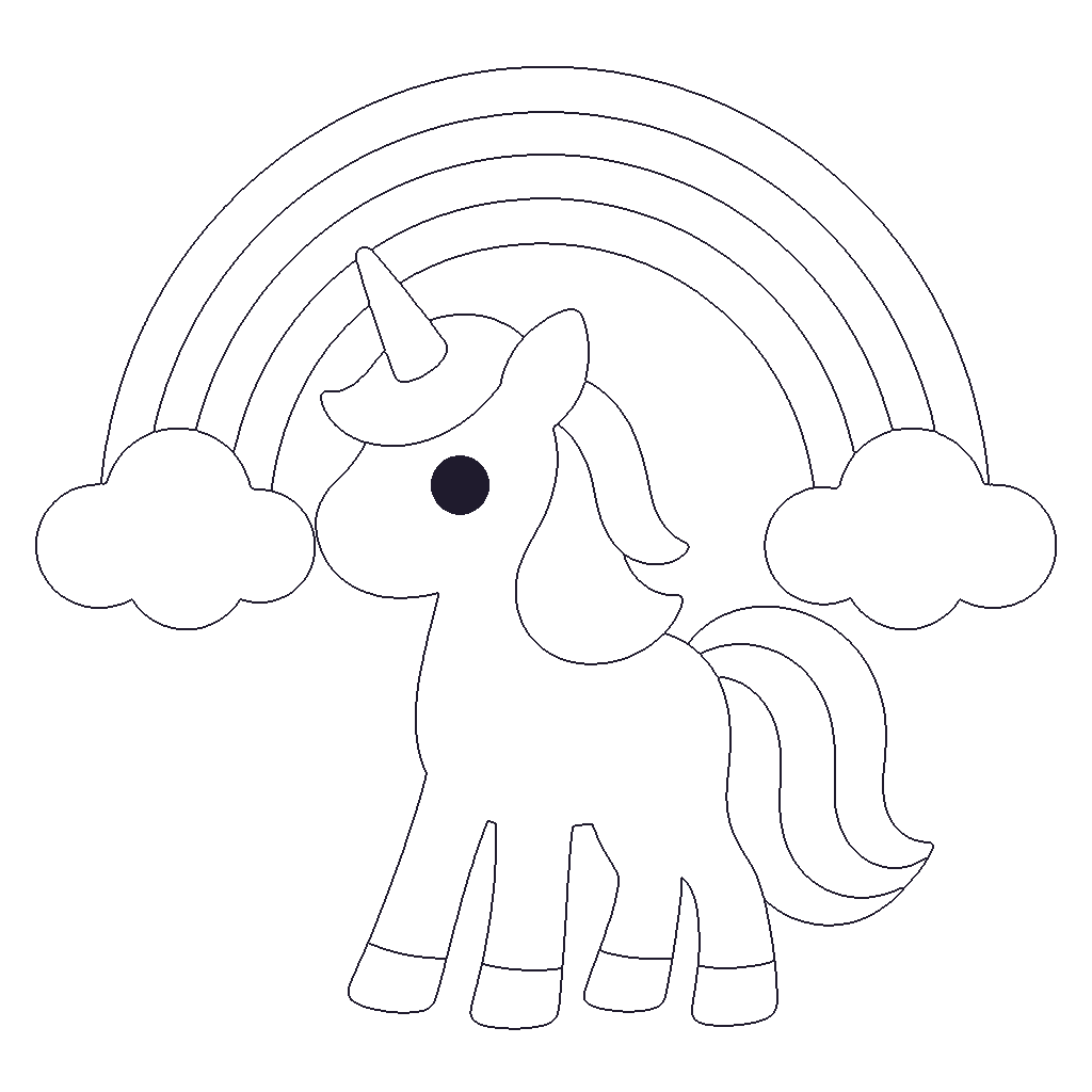 Unicorn and Rainbow outline