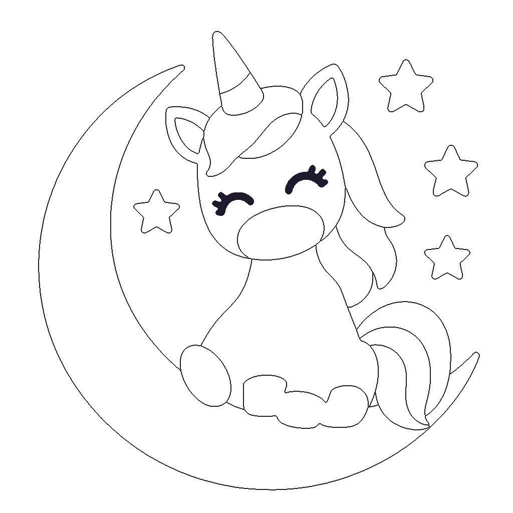 Unicorn and Moon outline