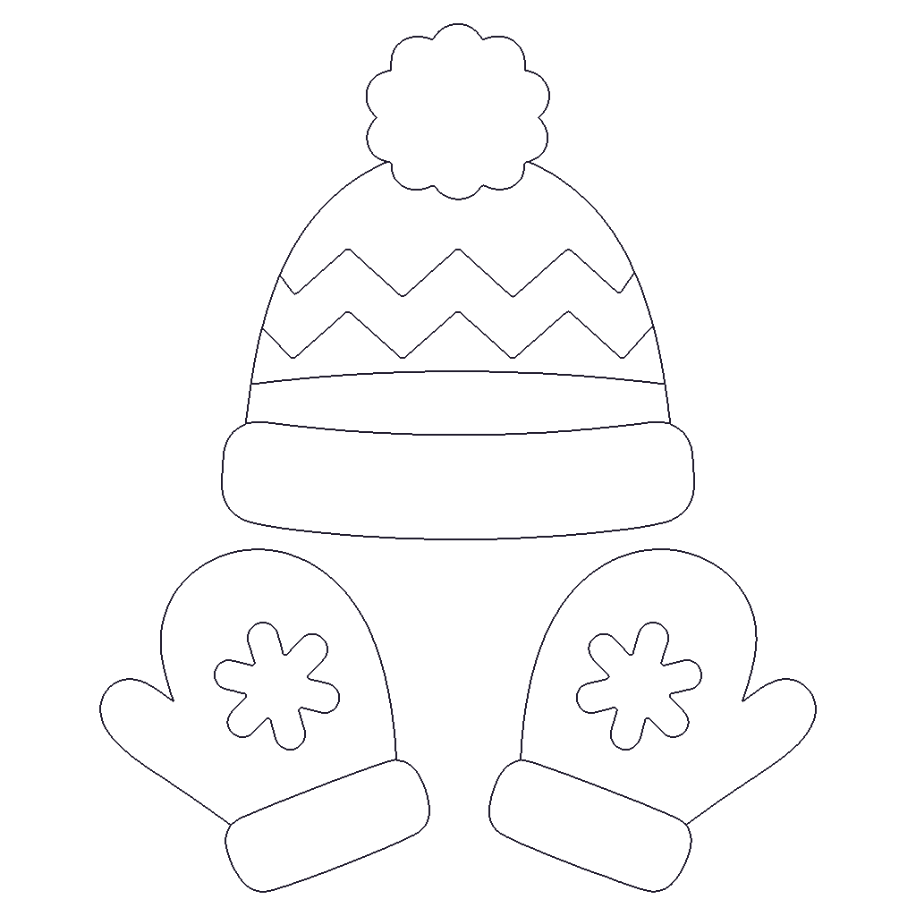 Hat and Mittens outline