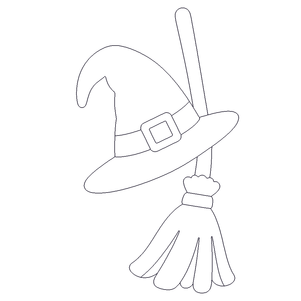 Witch Hat and Broom outline
